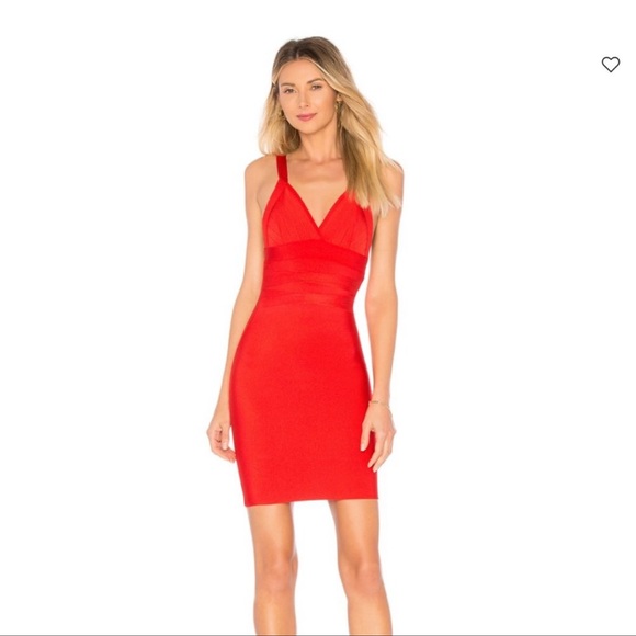 Nessa Deep V Bandage Dress in Red Size S - Picture 1 of 9